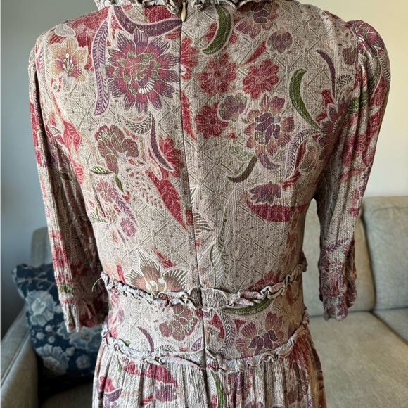 BTFL - Life Ruffled Maxi Dress Size Large Muted Neutrals and Pink Back zipper - Picture 7 of 11